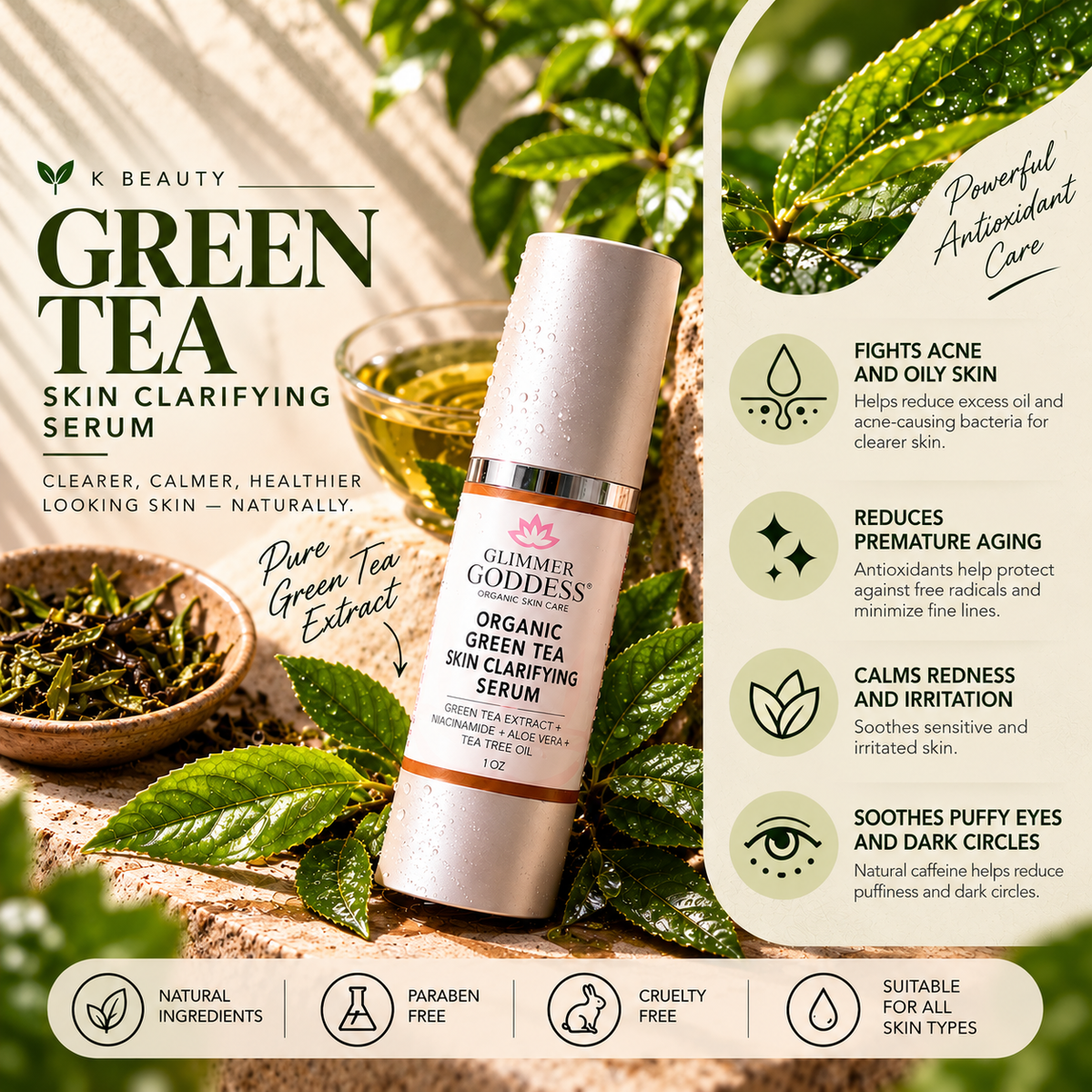 GLIMMER GODDESS Organic Hyaluronic Acid Serum - Skin Plumper
