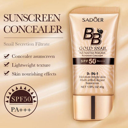 SADOER BB Cream SPF50+ Gold Snail Long Lasting Foundation