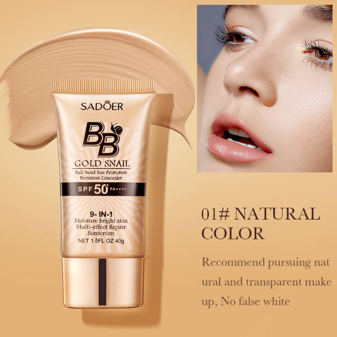 SADOER BB Cream SPF50+ Gold Snail Long Lasting Foundation