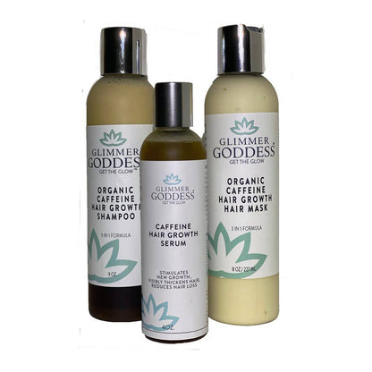 GLIMMER GODDESS Organic Caffeine Hair Growth Trio