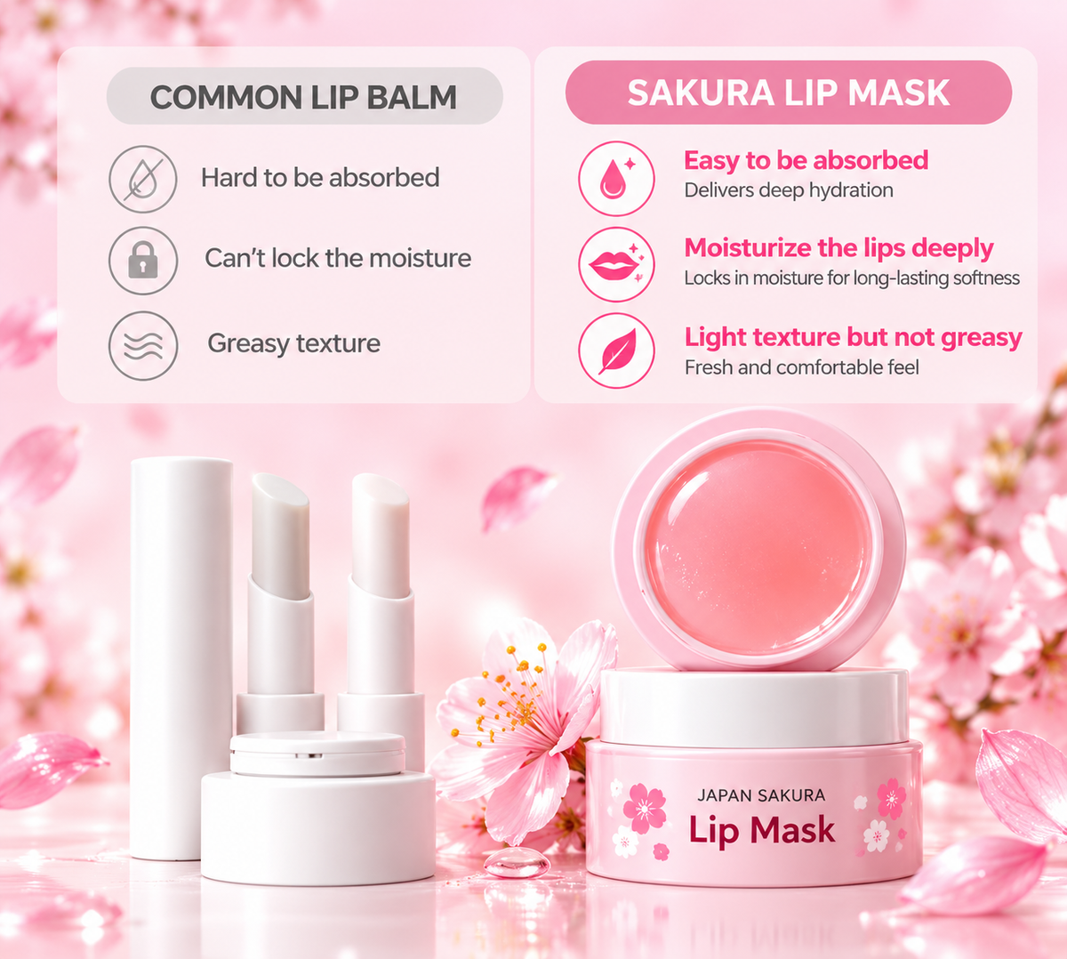 LAIKOU Cherry Blossom Lip Mask 8g Moisturizing Balm