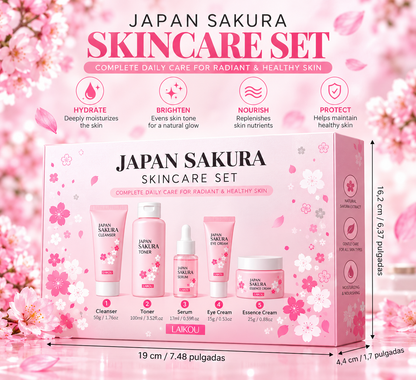 LAIKOU Cherry Blossom Skincare Set - 5 Pieces Gift Box