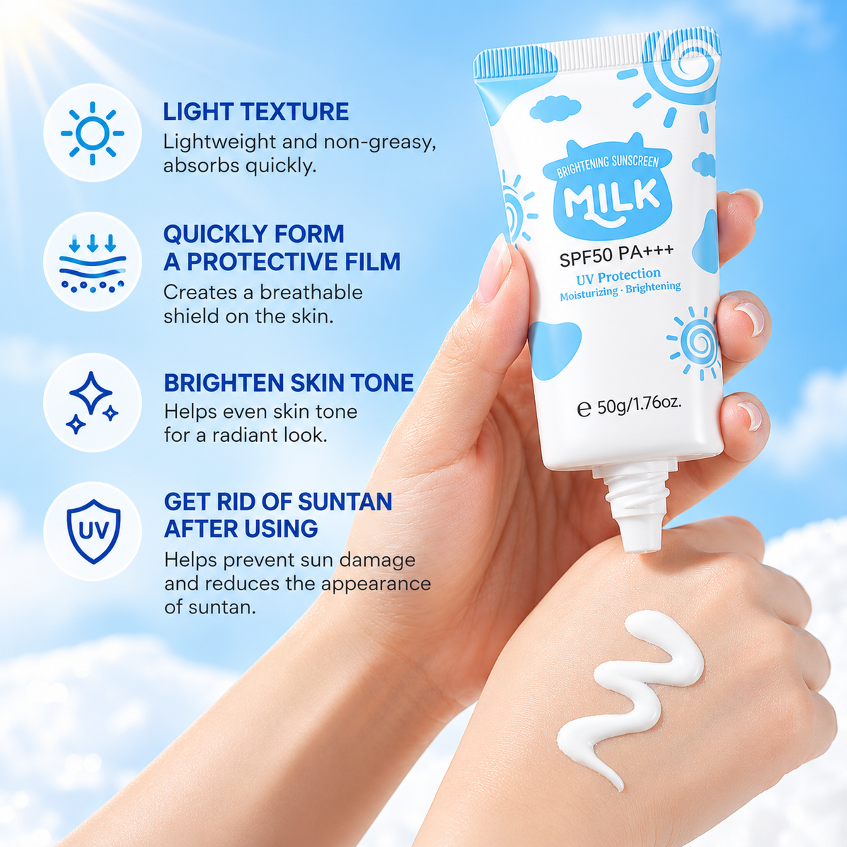 LAIKOU Milk Sunscreen SPF 50 for Face and Body