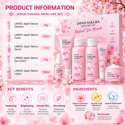 LAIKOU Cherry Blossom Skincare Set 6 Pieces