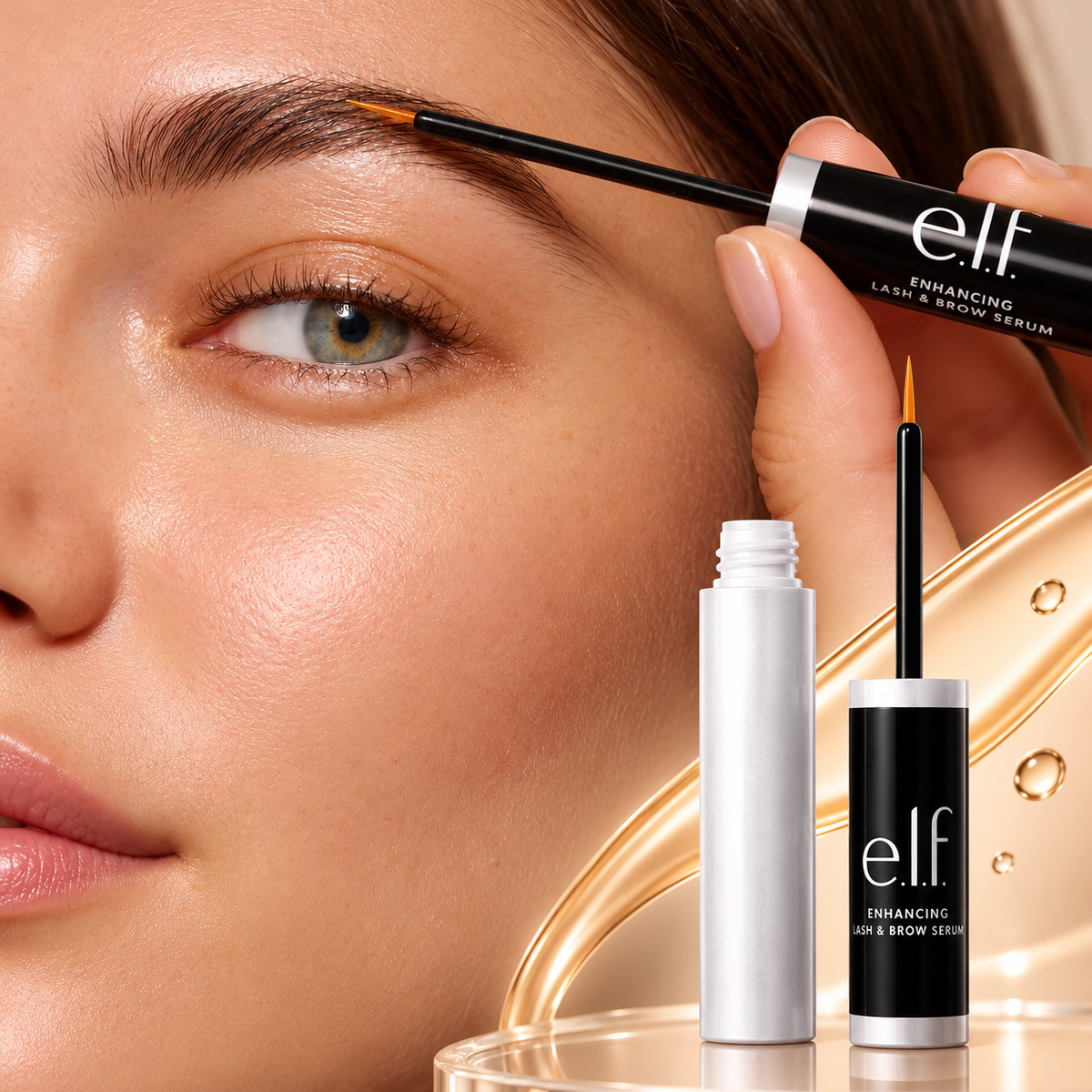 e.l.f. Enhancing Lash & Brow Serum, Promotes Longer-Looking Lashes & Brows, Nourishing & Conditioning Formula, Clear, 0.12 Fl Oz (3.5mL)