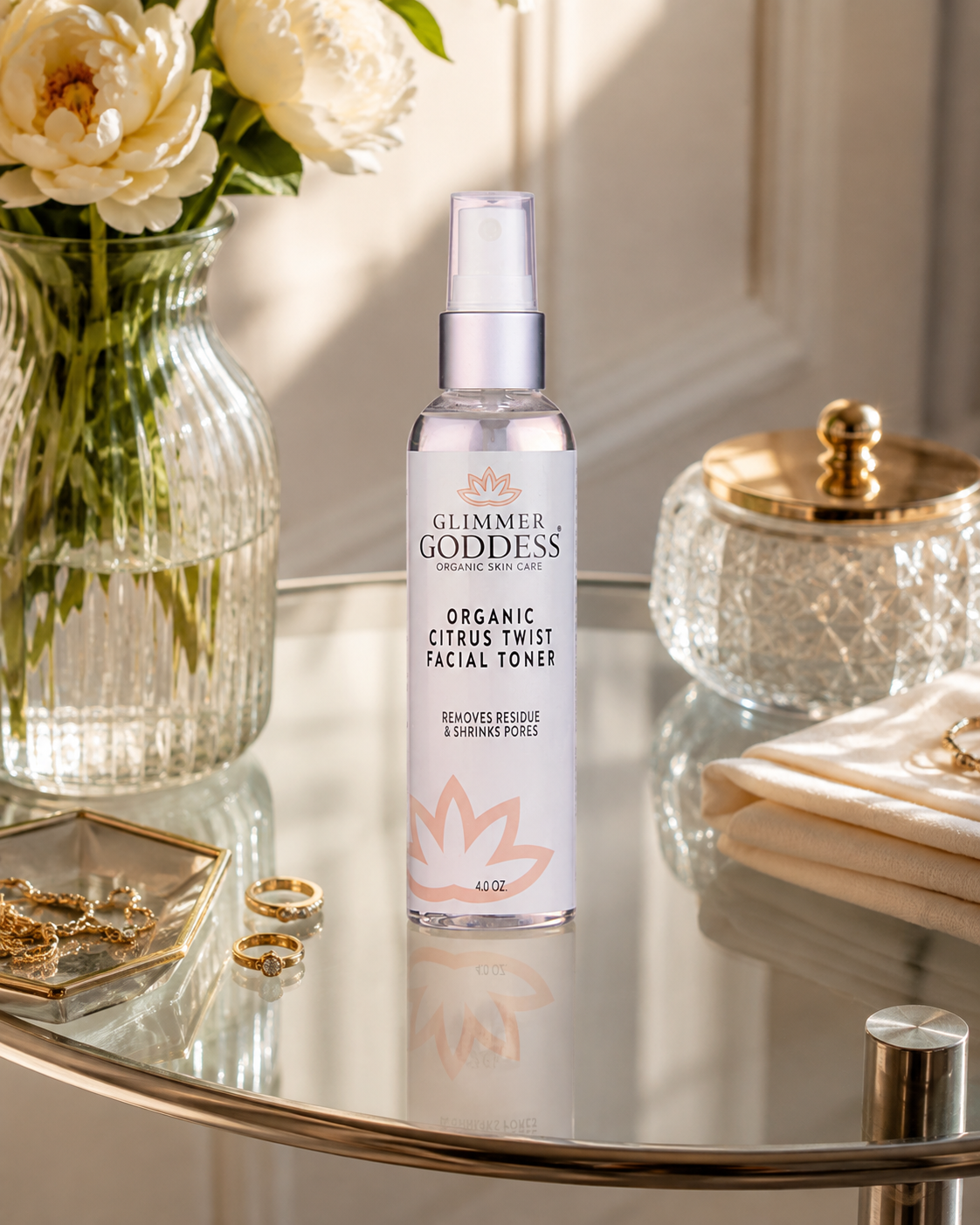 GLIMMER GODDESS Organic Citrus Twist Facial Toner Mist w/ Aloe Vera