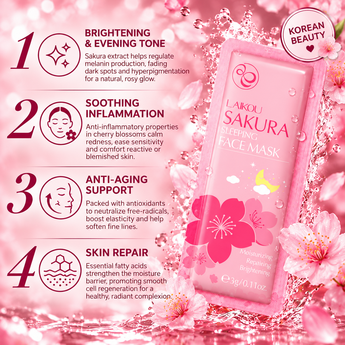 LAIKOU Facial Moisturizing Sleeping Cream in a Pouch