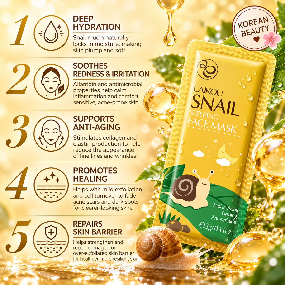 LAIKOU Facial Moisturizing Sleeping Cream in a Pouch