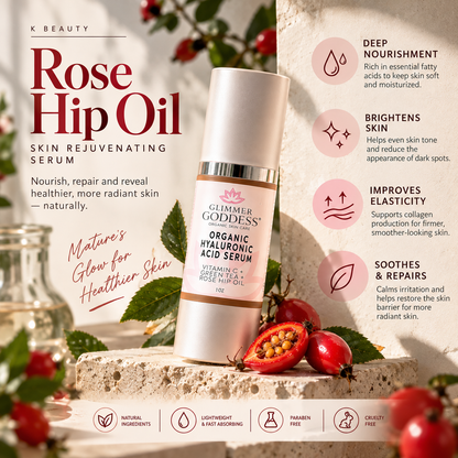 GLIMMER GODDESS Organic Hyaluronic Acid Serum - Skin Plumper