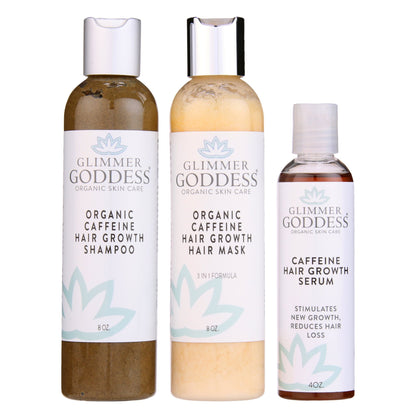 GLIMMER GODDESS Organic Caffeine Hair Growth Trio